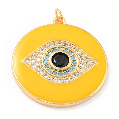 Real 18K Gold Plated Brass Micro Pave Cubic Zirconia Pendants ZIRC-L100-084G-03-1