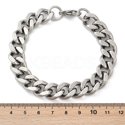 304 Stainless Steel Cuban Link Chain Bracelets for Women Men LS-BJEW-D304-01P-1