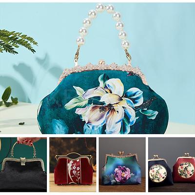 2 Sets 2 Colors Iron with Glass Rhinestone Purse Frame Handle FIND-WR0001-14-1