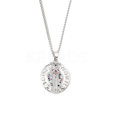 Brass Micro Pave Coloful Cubic Zirconia Pendant Necklaces NJEW-M211-03B-P-1