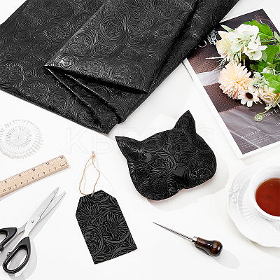 Flower Pattern PVC Leather Fabric DIY-NB0015-59A-1