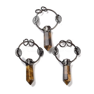 Natural Tiger Eye Faceted Pointed Bullet Big Pendants G-A221-02D-1