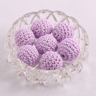 Handmade Woolen Macrame Wooden Pom Pom Ball Beads MAKN-PW0001-047J-1