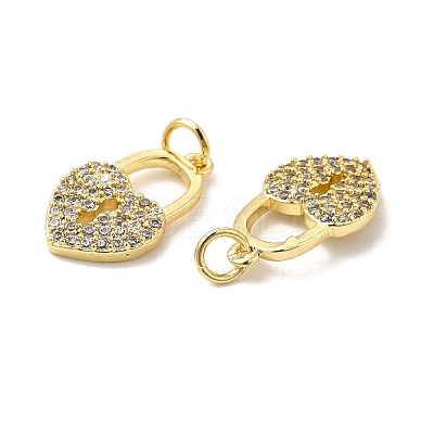Brass Micro Pave Clear Cubic Zirconia Pendants KK-E068-VB159-1