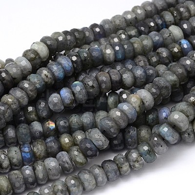 Natural Labradorite Rondelle Bead Strands G-O095-05-G-1