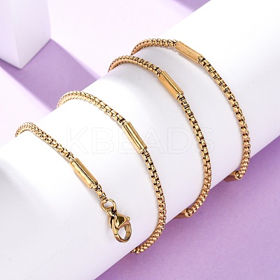 2MM 304 Stainless Steel Column Box Chain Necklaces NJEW-K291-02G-1