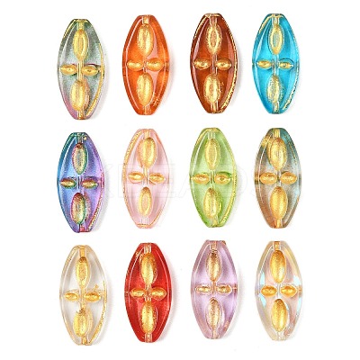 Baking Paint and Golden Metal Enlaced Glass Beads DGLA-T004-11M-1