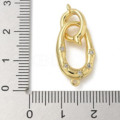 Rack Plating Brass Micro Pave Clear Cubic Zirconia Fold Over Clasps KK-K392-48G-1