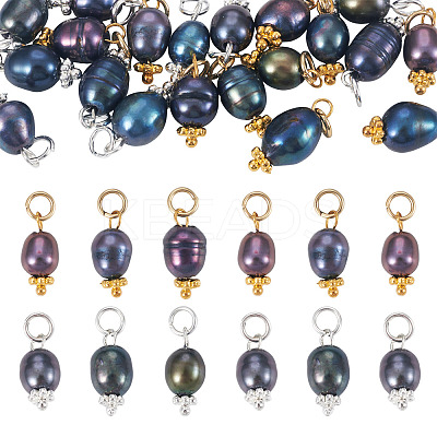20Pcs 2 Style Natural Cultured Freshwater Pearl Pendants PALLOY-TAC0203-1