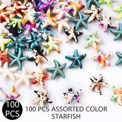 100Pcs 10 Colors Spray Painted Synthetic Turquoise Beads G-YW0001-99A-1