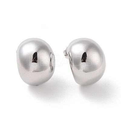 Brass Half Round Stud Earrings X-EJEW-G315-07P-1