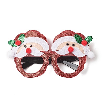 Christmas Plastic & Non-woven Fabric Glitter Glasses Frames LS-AJEW-E053-01B-1