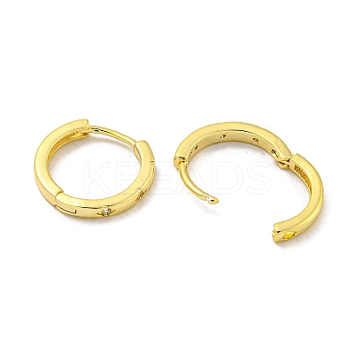 Brass Pave Clear Cubic Zirconia Hoop Earrings EJEW-L211-001G-1