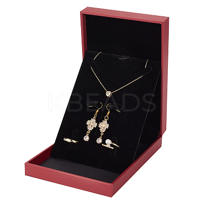 Rectangle PU Leather with Lint Jewelry Storage Box AJEW-WH0505-86A-02-1