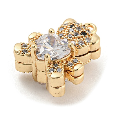 Brass Micro Cubic Zirconia Pendants KK-Q789-34G-1