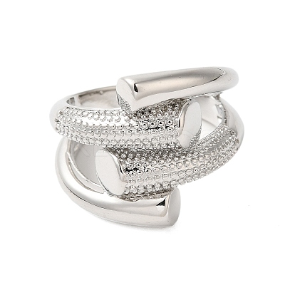 Brass Bypass Open Cuff Rings for Women RJEW-A046-13P-1