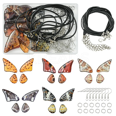 DIY Butterfly Wing Resin Resin Pendant Earring/Necklace Making Kits DIY-YW0012-22-1