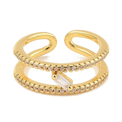 Brass Micro Pave Cubic Zirconia Cuff Rings for Women RJEW-S392-22G-1