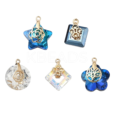 5Pcs 5 Styles Electroplate Glass Charms FIND-YW0005-47-1