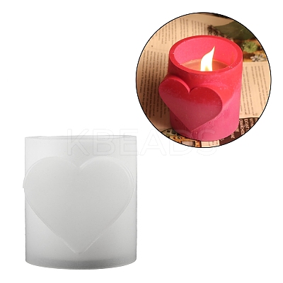 Valentine's Day Theme Column with Heart DIY Candle Cup Silicone Molds DIY-G098-02C-1