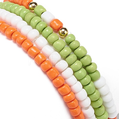 4Pcs 4 Color Glass Beaded Stretch Bracelets Set for Women BJEW-JB08805-1