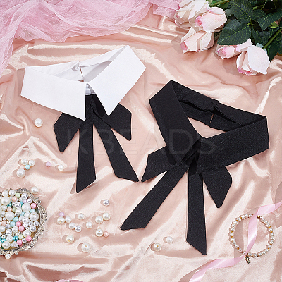 2Pcs 2 Colors Polyester Detachable Blouse False Collar AJEW-NB0003-96-1