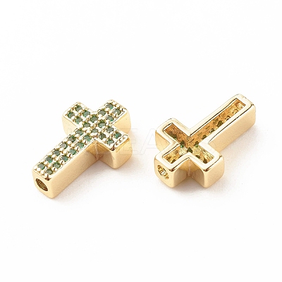 Rack Plating Brass Cubic Zirconia Beads KK-B051-06G-03-1