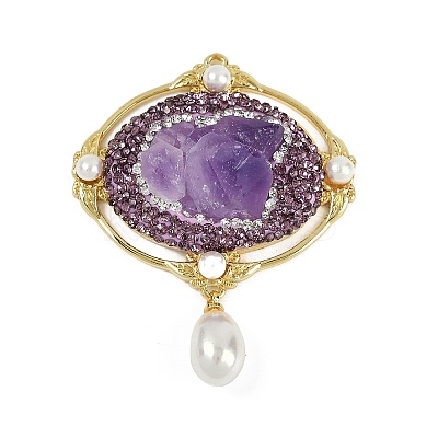 Raw Natural Amethyst Pendants KK-P282-03G-B-1