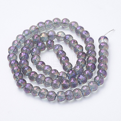 Electroplated Glass Beads Strands EGLA-Q092-8mm-A08-1