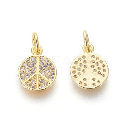 Brass Micro Pave Cubic Zirconia Charms X-ZIRC-J021-02G-RS-1