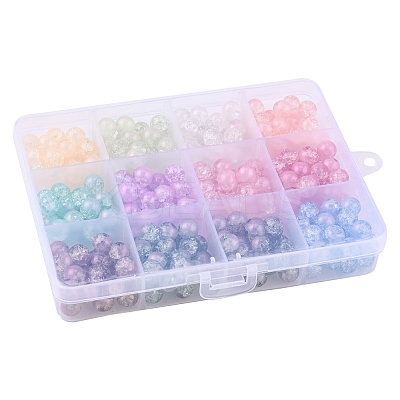 300Pcs 12 Colors Translucent Crackle Glass Beads Strands CCG-YW0001-14-1