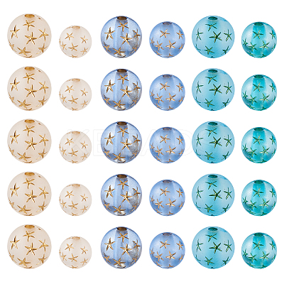 75Pcs 6 Styles Transparent Frosted Resin Beads RESI-TA0002-42-1