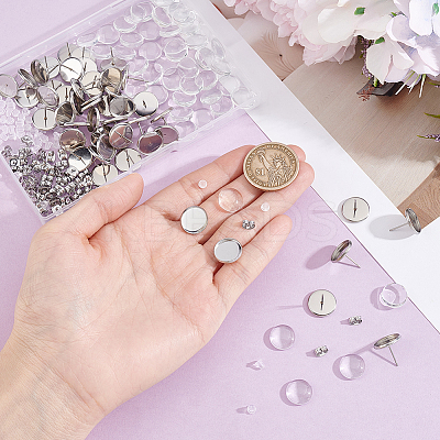 50Pcs 304 Stainless Steel Flat Round Stud Earring Settings STAS-BBC0010-39A-1