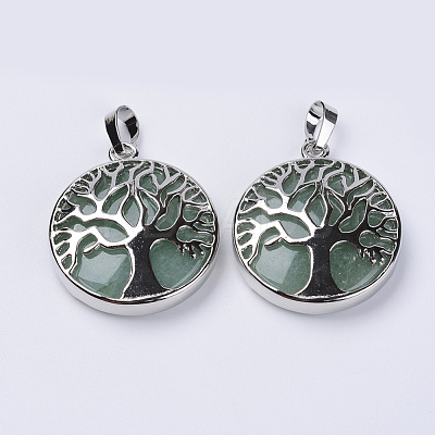 Natural Green Aventurine Pendants G-P350-D03-1