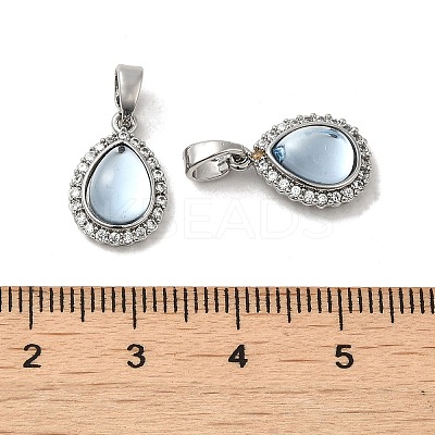 Brass Micro Pave Clear Cubic Zirconia Teardrop Charms KK-M270-37P-1