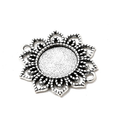 Tibetan Style Alloy Flower Cabochon Connector Bezel Settings LS-PALLOY-J494-06AS-1