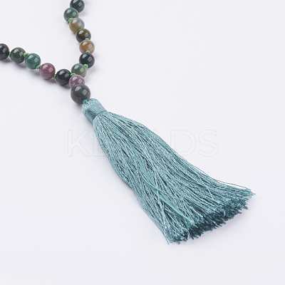 Nylon Tassel Pendant Necklaces NJEW-JN02075-1