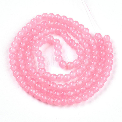 Baking Paint Imitation Jade Glass Round Bead Strands DGLA-Q021-6mm-03-1