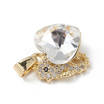 Real 18K Gold Plated Rack Plating Brass Micro Pave Cubic Zirconia Pendants KK-C015-02G-17-1