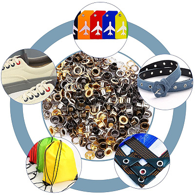 200 Sets 4 Colors Iron Grommet Eyelet Findings SCRA-GF0001-10A-06-1