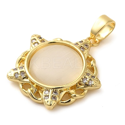 Brass Micro Pave Cubic Pendants KK-M099-07G-1