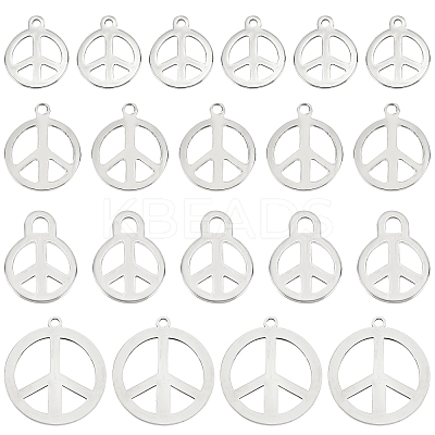 80Pcs 4 Style 201 Stainless Steel Pendants STAS-AR0001-31-1
