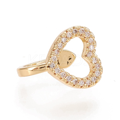 Brass Micro Pave Clear Cubic Zirconia Cuff Earrings EJEW-M195-04G-1