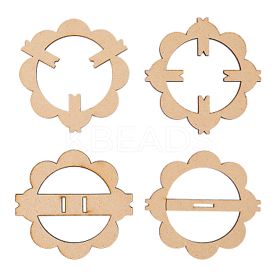 4 Sets Flower Wooden Wick Holder Kit WOOD-DR0001-03A-1