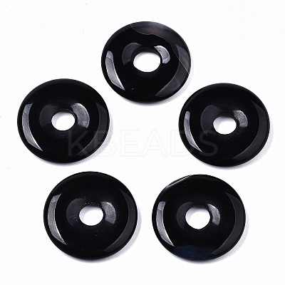 Natural Black Agate Pendants X-G-S364-074A-1