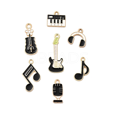 14Pcs 7 Styles Music Theme Alloy Enamel Pendants FIND-FP0002-97-1