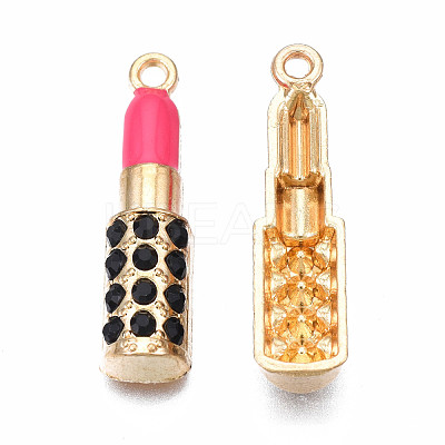 Rack Plating Alloy Enamel Rhinestone Pendants ENAM-T011-117A-1