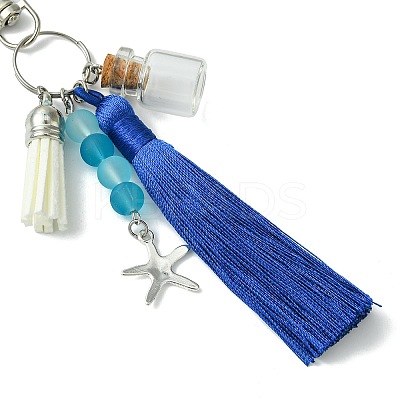Glass & Nylon Tassels Pendant Decoration HJEW-JM03107-02-1