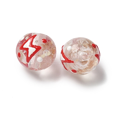 Luminous Handmade Enamel Gold Sand Glass Beads Strands LAMP-U004-08-1