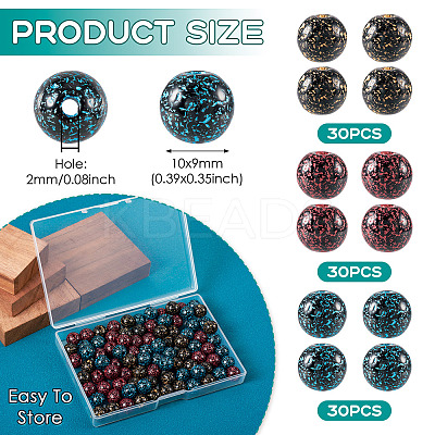 90Pcs 3Colors Opaque Acrylic Beads OACR-TA0002-57-1